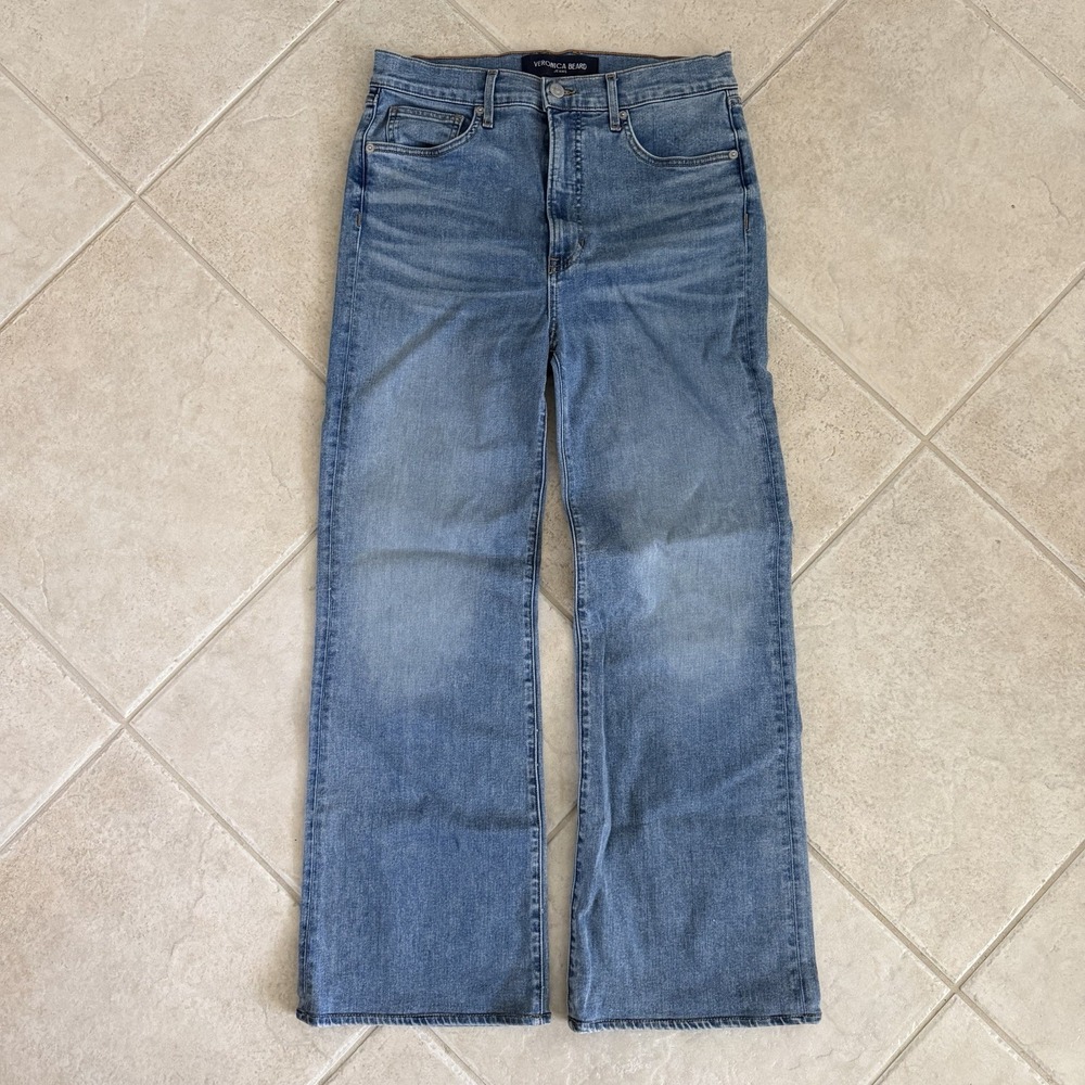 Veronica Beard Crosbie Wide Leg High Rise Jeans in Rebel Stone Size 31 X 28